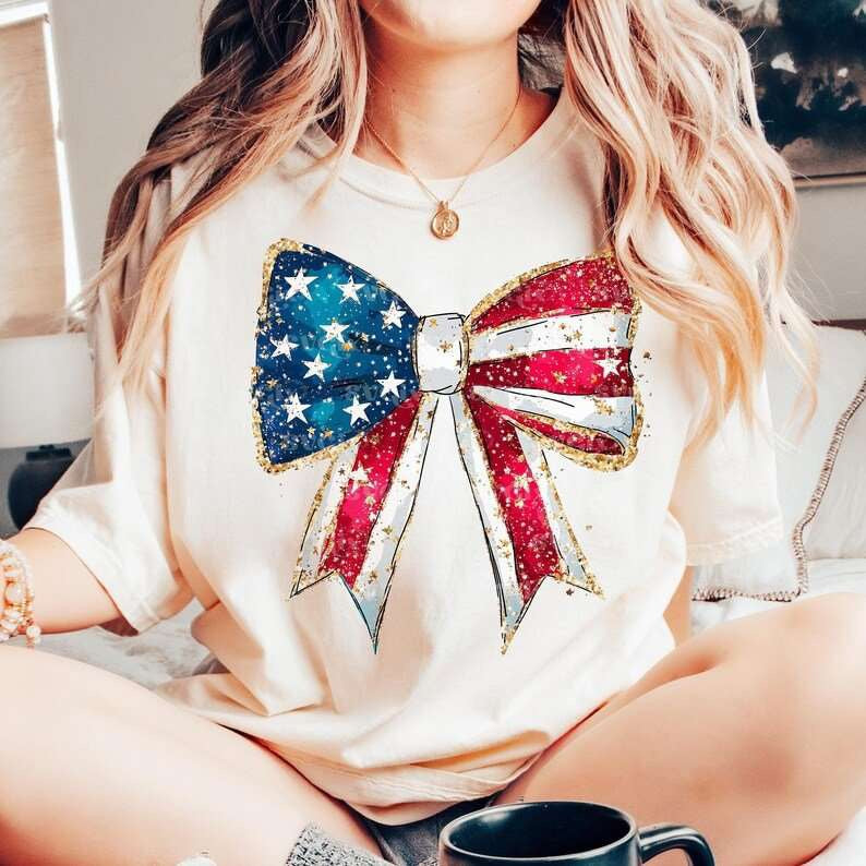 Glittery patriotic bow 84319 DTF transfer