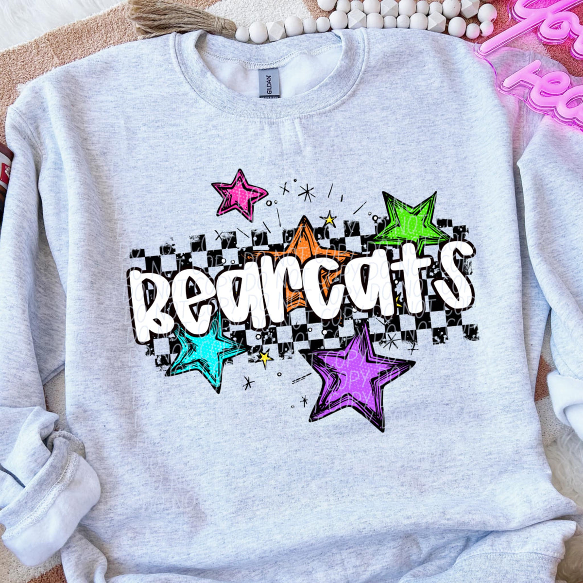 Bearcats Mascot Rainbow Stars CITY DTF TRANSFER