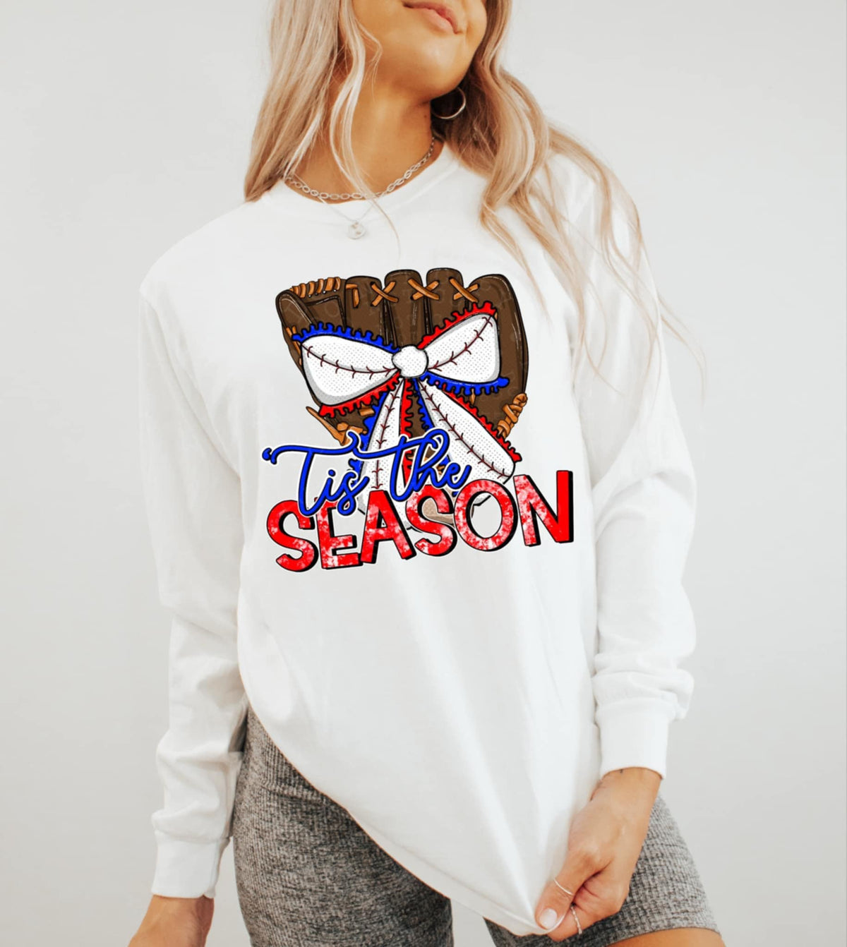 Tis the season baseball bow 91428 DTF transfer