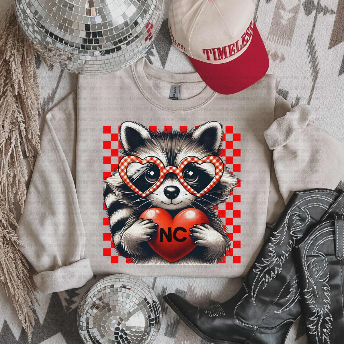 NC heart raccoon state (revel) DTF Transfer