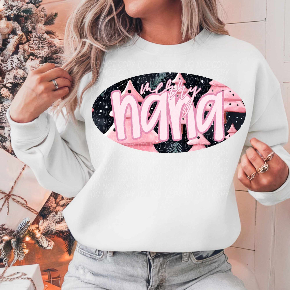 Merry nana pink trees (CITY) 62317 DTF transfer