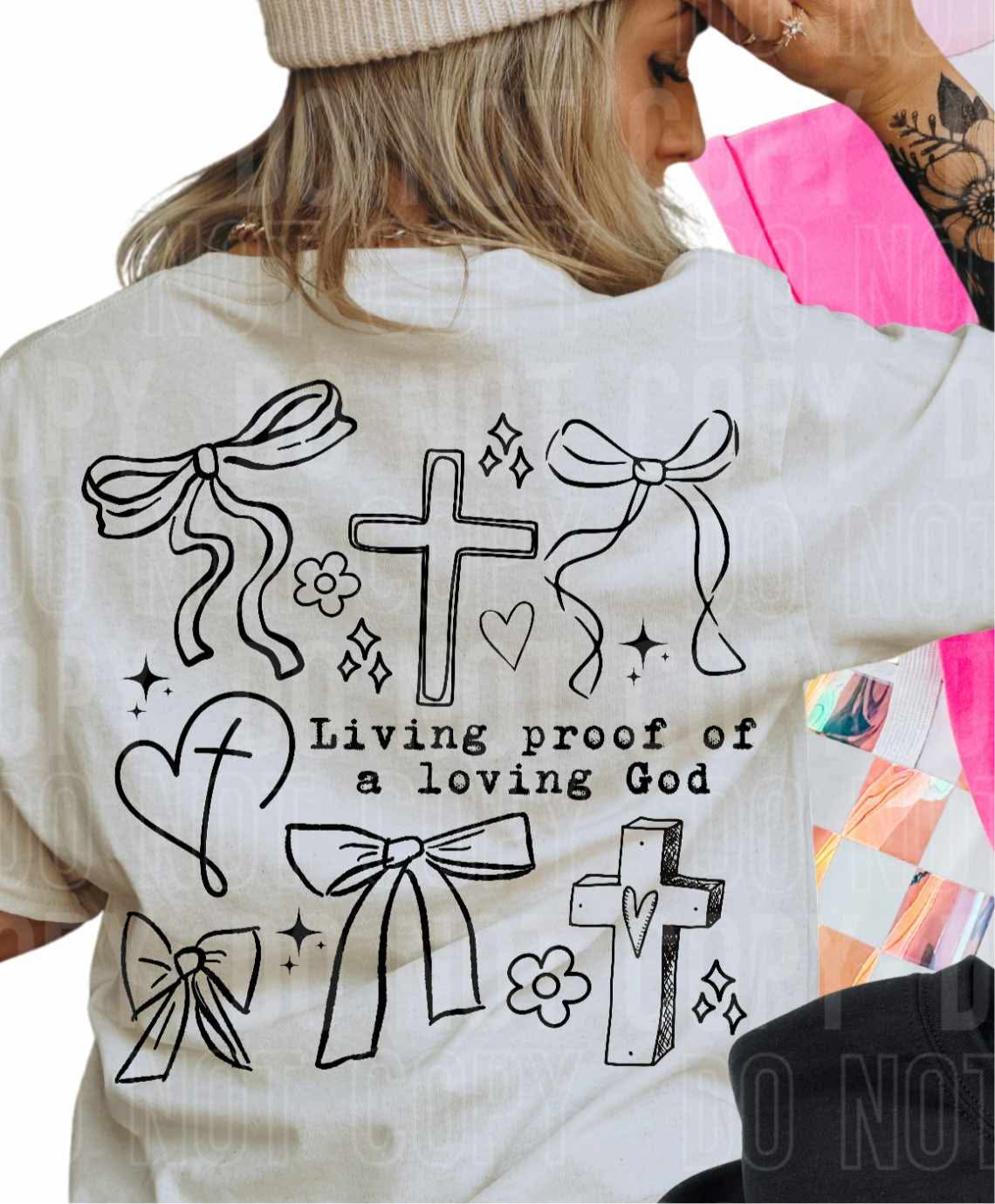 Living proof of a loving God BLACK  (SBB) DTF transfer