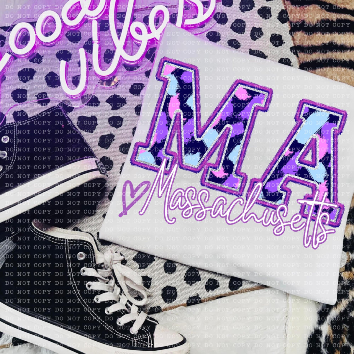 MA Massachusetts purple brushstrokes (ECHT) 94052 DTF transfer