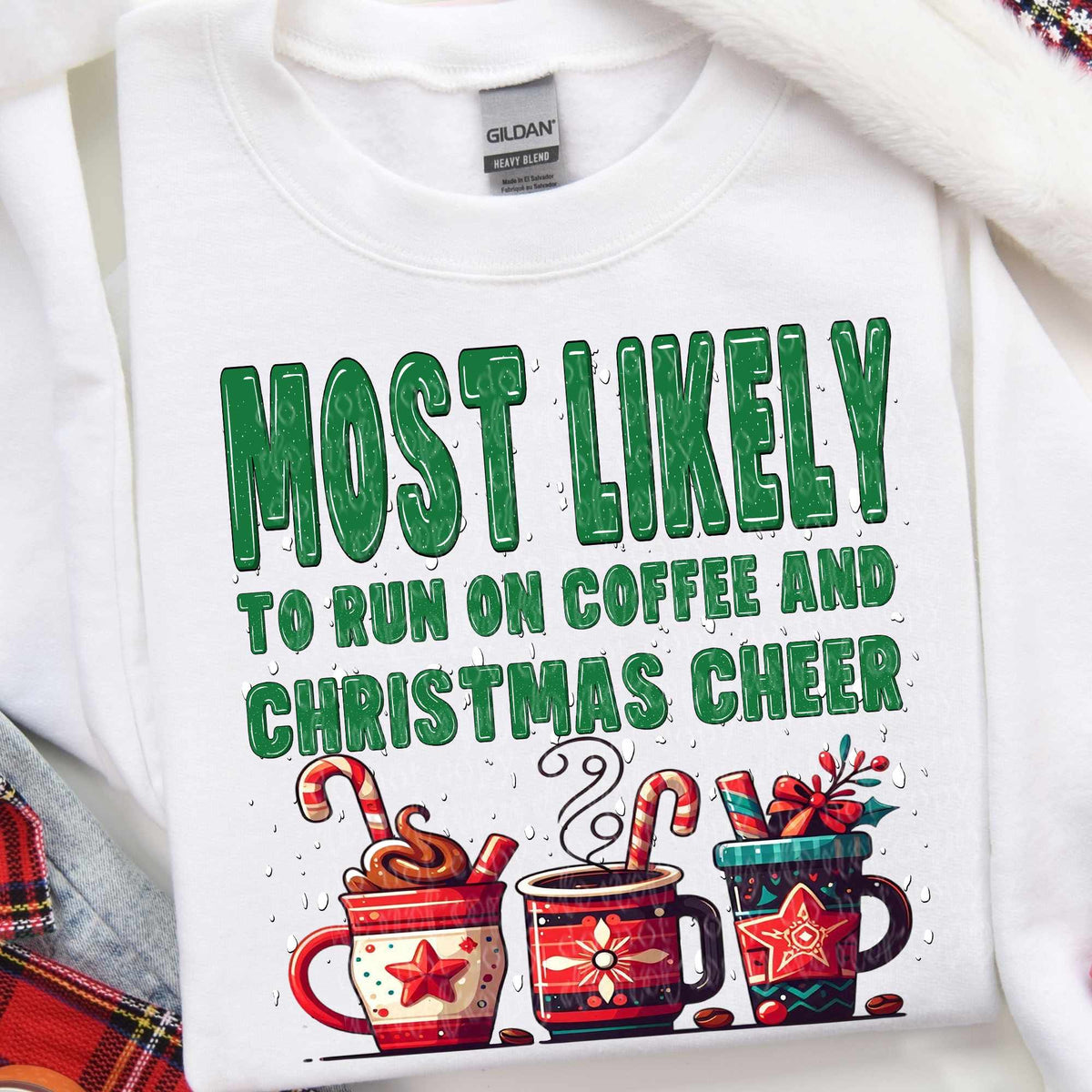 Most likely to run on coffee and Christmas cheer 64713 DTF transfer