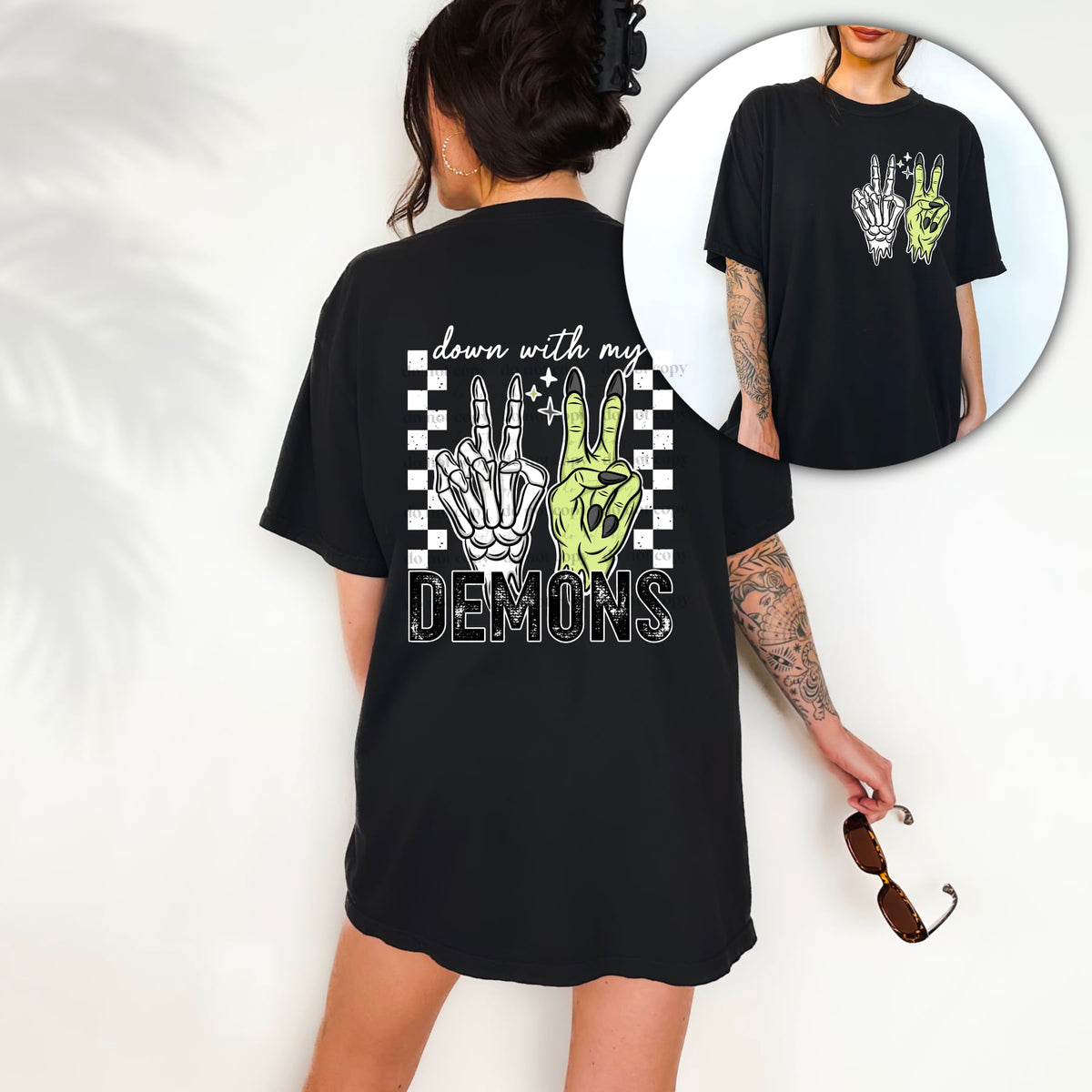 Down with my demons white FRONT (CSC) 73742 DTF transfer