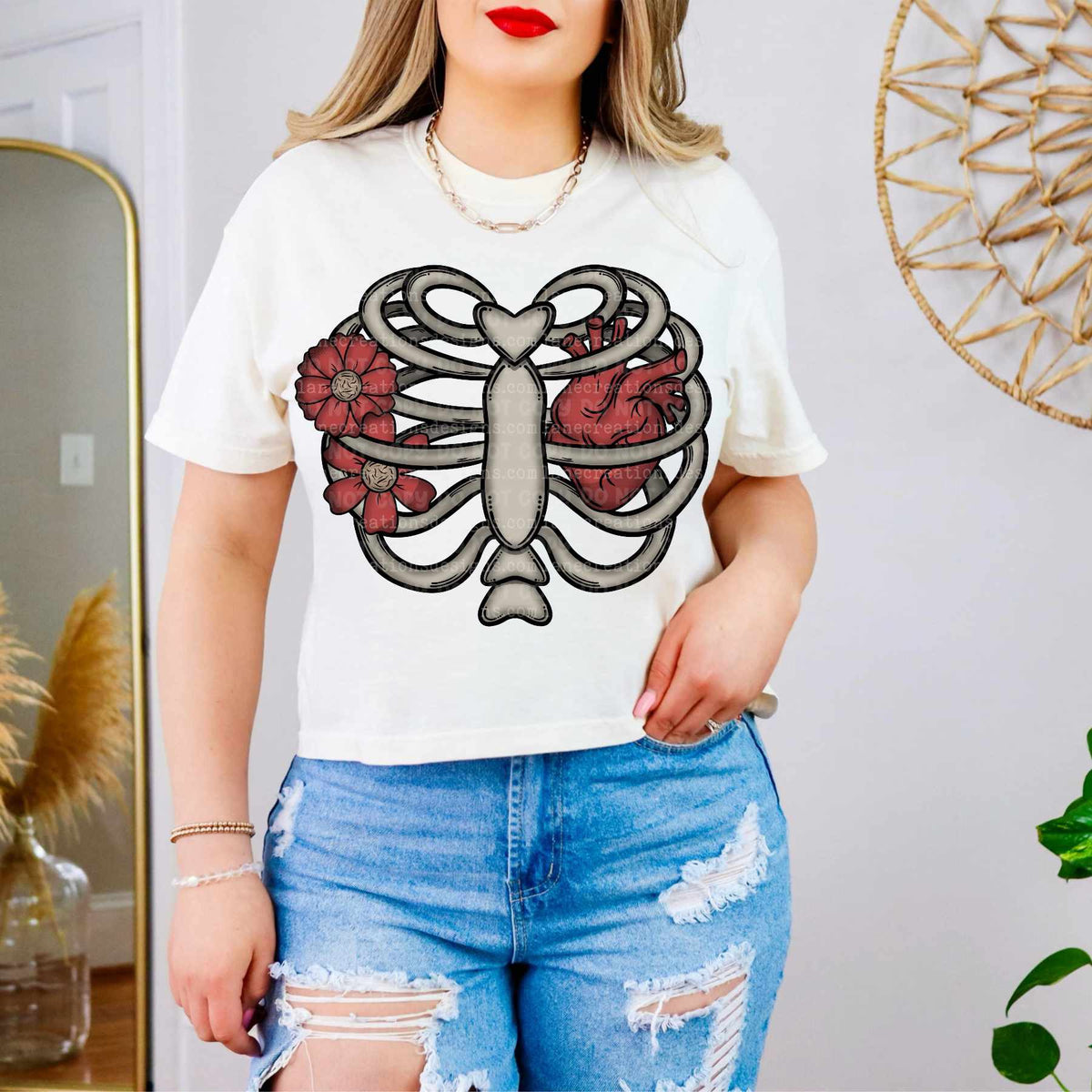 Ribs with heart and flowers (LANE) 84196 DTF transfer