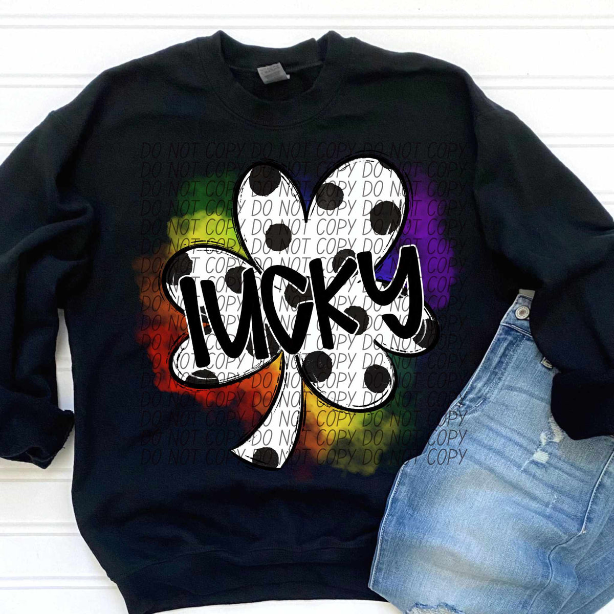 Lucky clover with rainbow outline  (CITY) 85114 DTF transfer