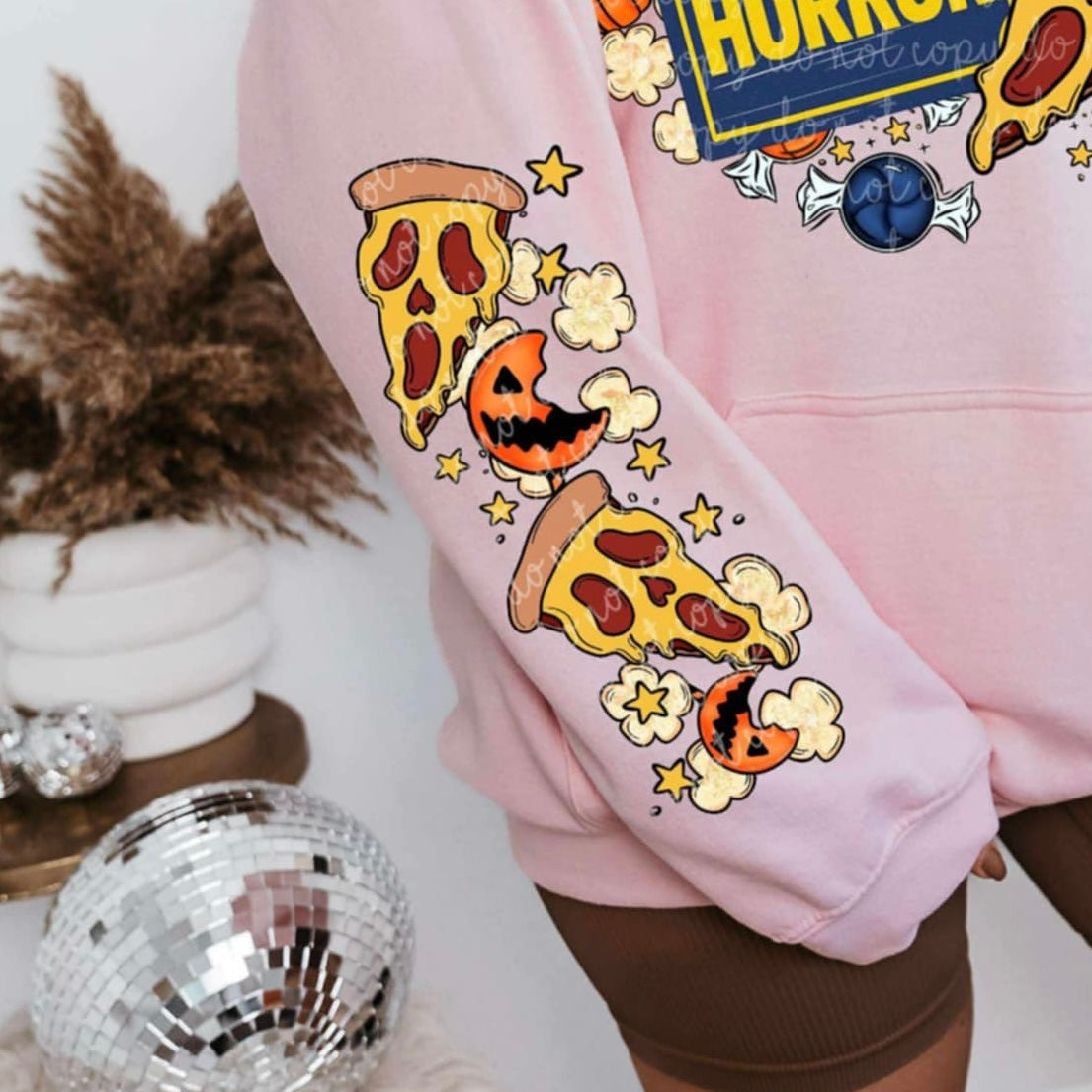 Stay Home Order Horror skeleton pizza SLEEVE DTF transfer