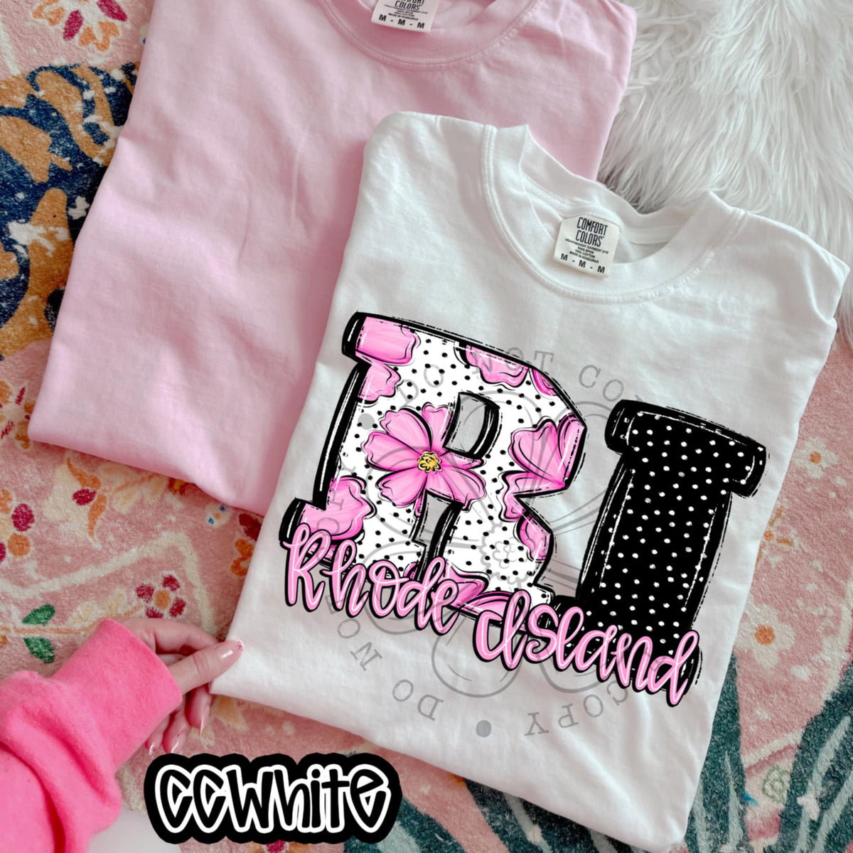 RI Rhode Island pink flowers (SWD) 94538 DTF transfer