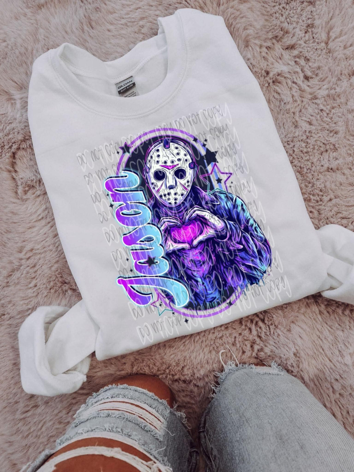 Jason purple & blue heart hands SSD DTF transfer
