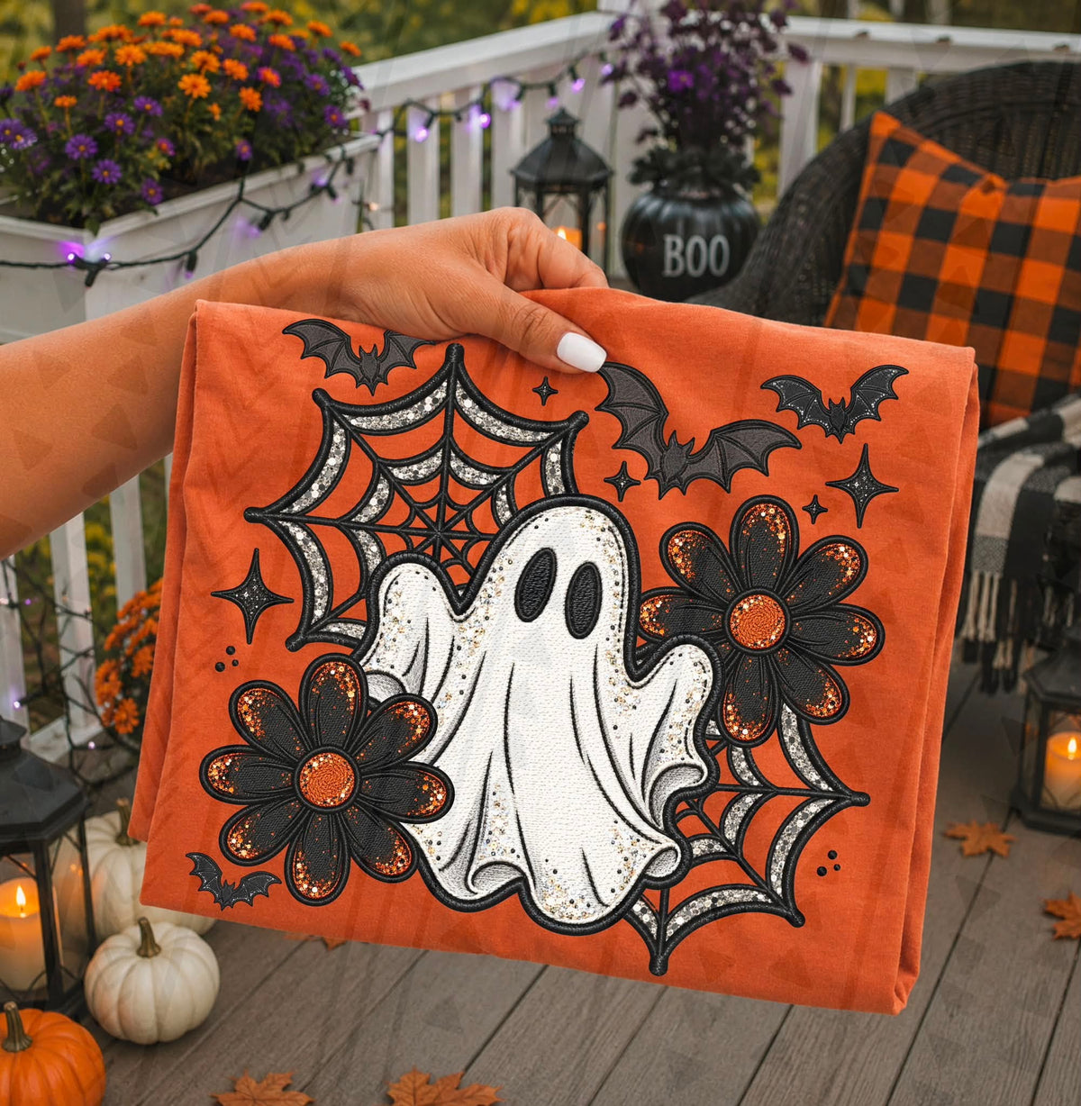 Ghost with webs and flowers (Kai) DTF Transfer