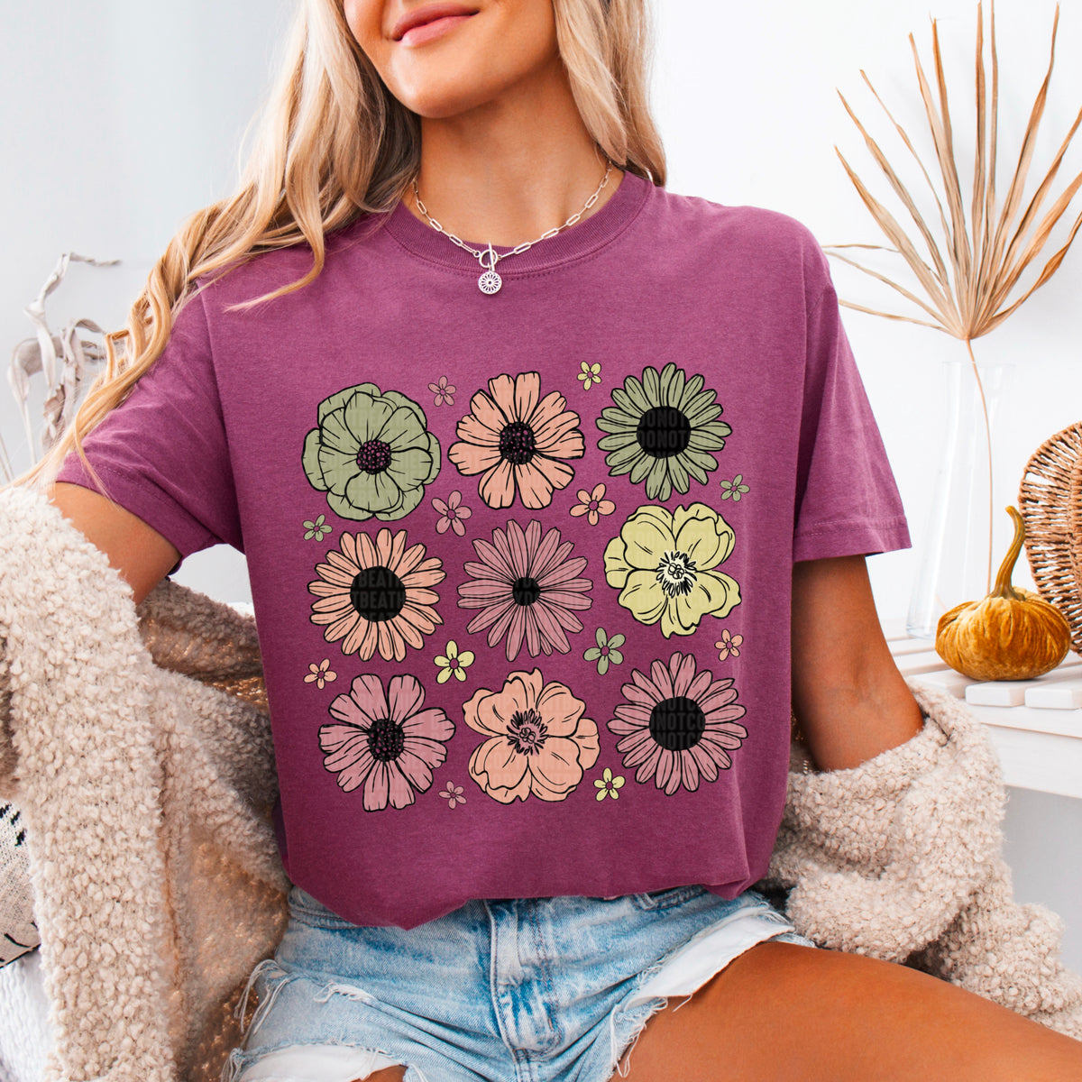Muted flower collage 91783 DTF transfer