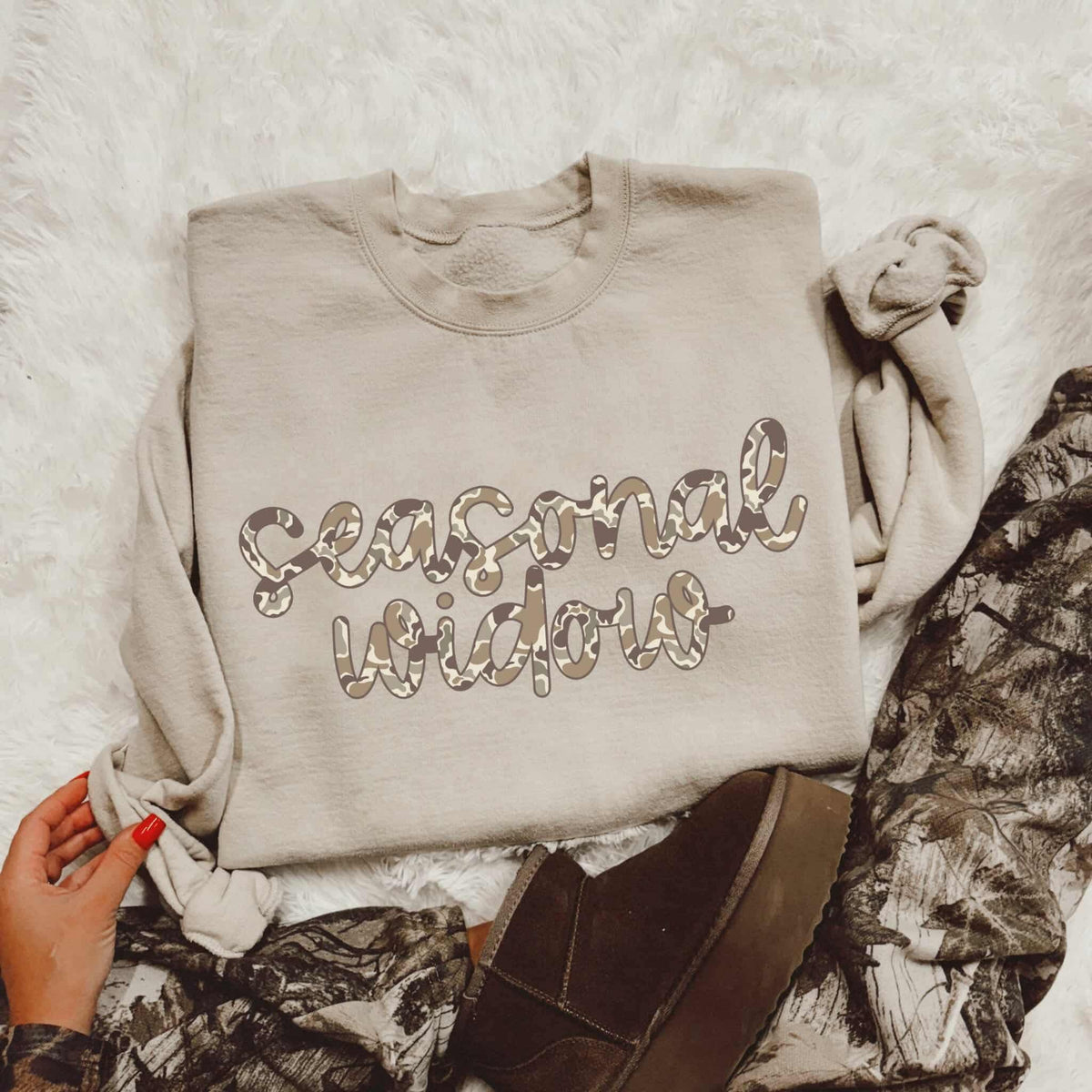 Seasonal widow camo font (SWD) DTF transfer