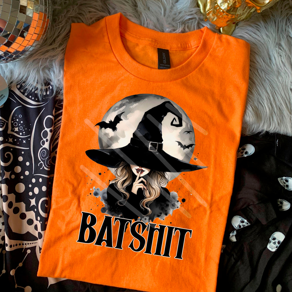 Bat Shit witch and moon 110790 DTF transfer