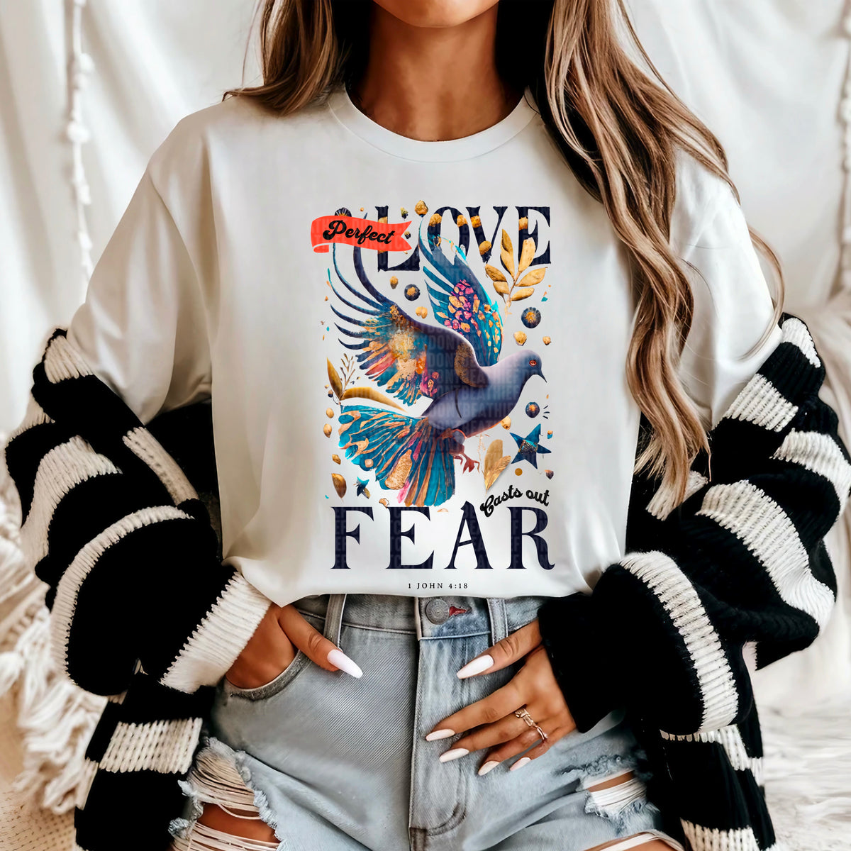 Perfect love casts out fear bird 95440 DTF transfer