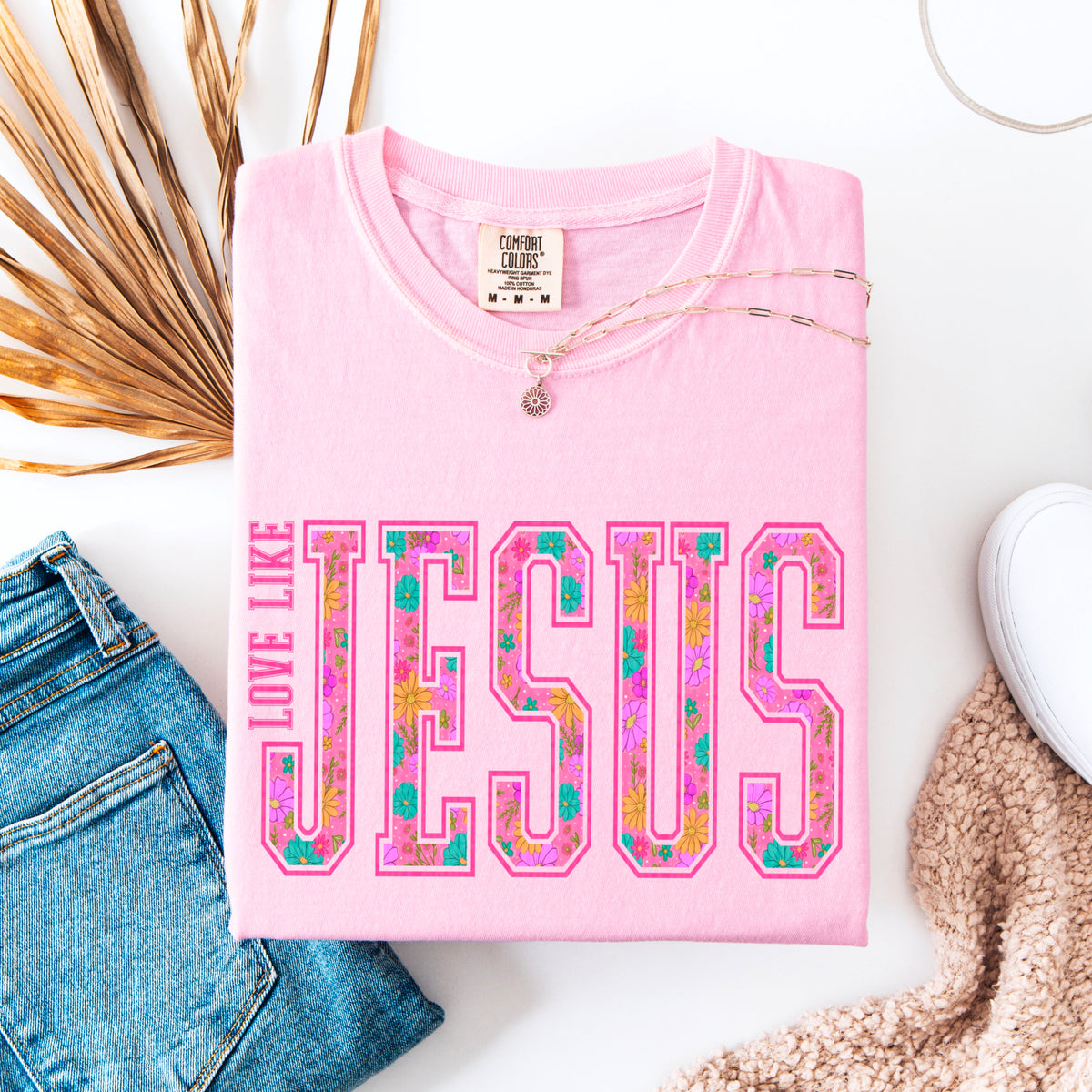 Love like Jesus pink blue yellow 95418 DTF transfer