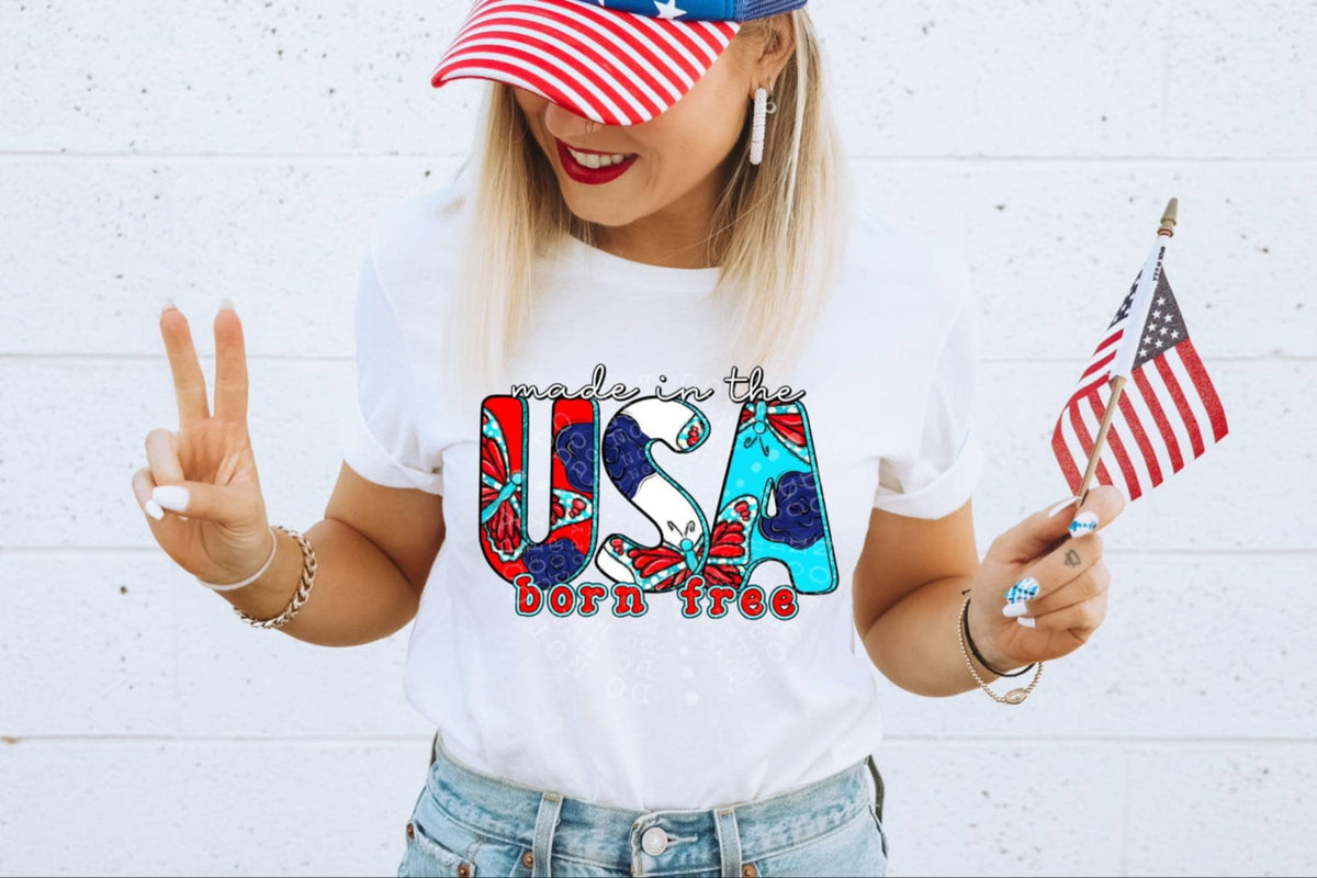 Made in the USA born free 99587 DTF transfer