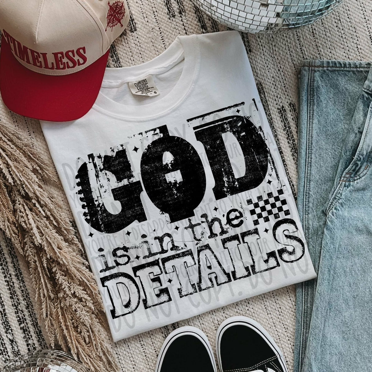God is in the details BLACK (SWD) DTF transfer