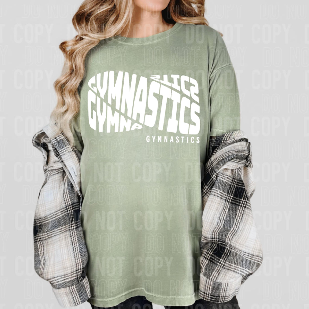 Gymnastics white twisted font (SBB) 94090 DTF transfer