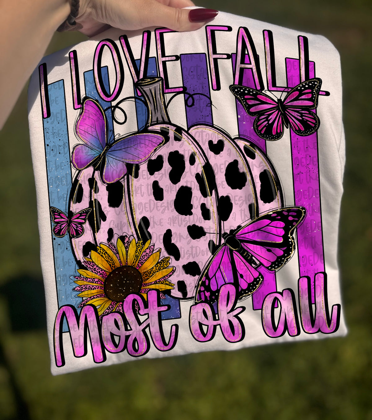 I love fall most of all blue and purple Sunday Special DTF transfer