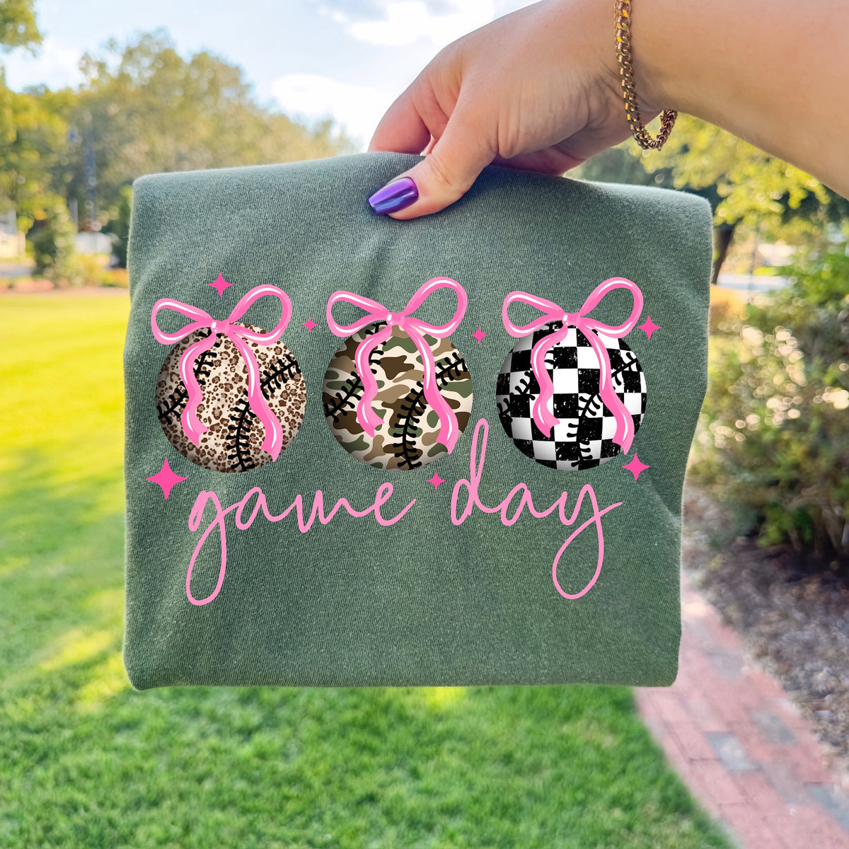 Game Day Three balls and pink bows (CSC) DTF Transfer
