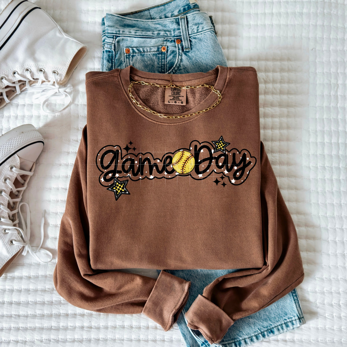 Game Day Softball with stars CSC DTF transfer