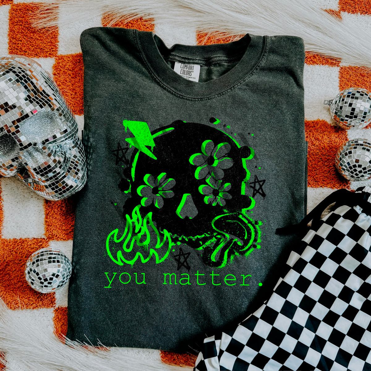 You Matter neon green and black skull 113796 DTF Transfer