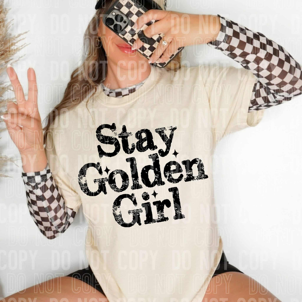 Stay golden girl black text (SBB) DTF transfer