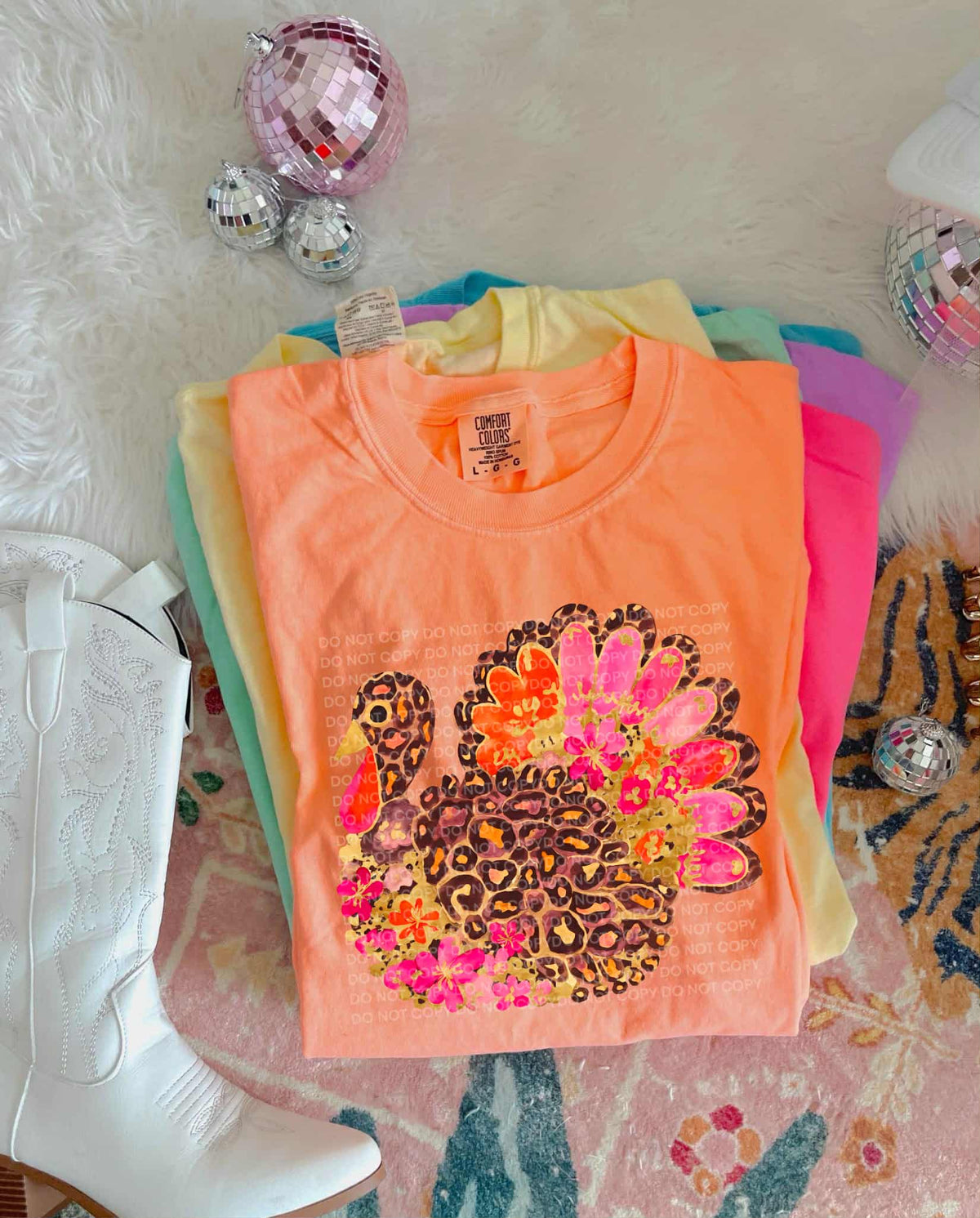 Abstract leopard Turkey SCG (pink and orange) DTF transfer