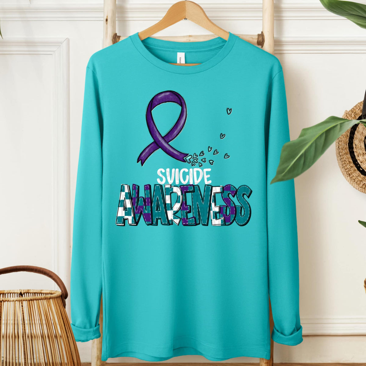 Suicide awareness ribbon WHITE FONT (SDD) 107720 DTF transfer