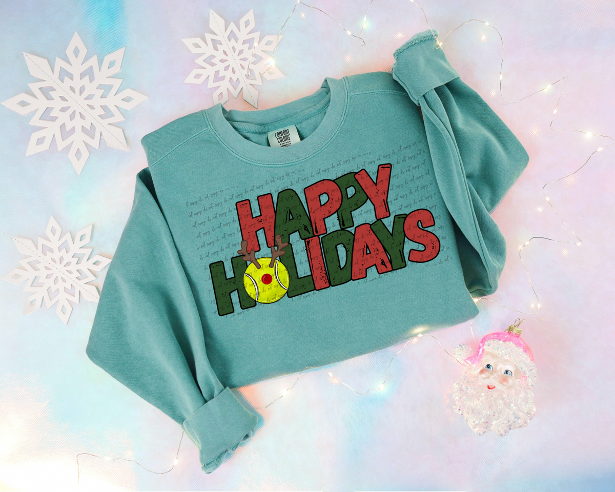 Happy Holidays tennis reindeer 30355 DTF TRANSFER