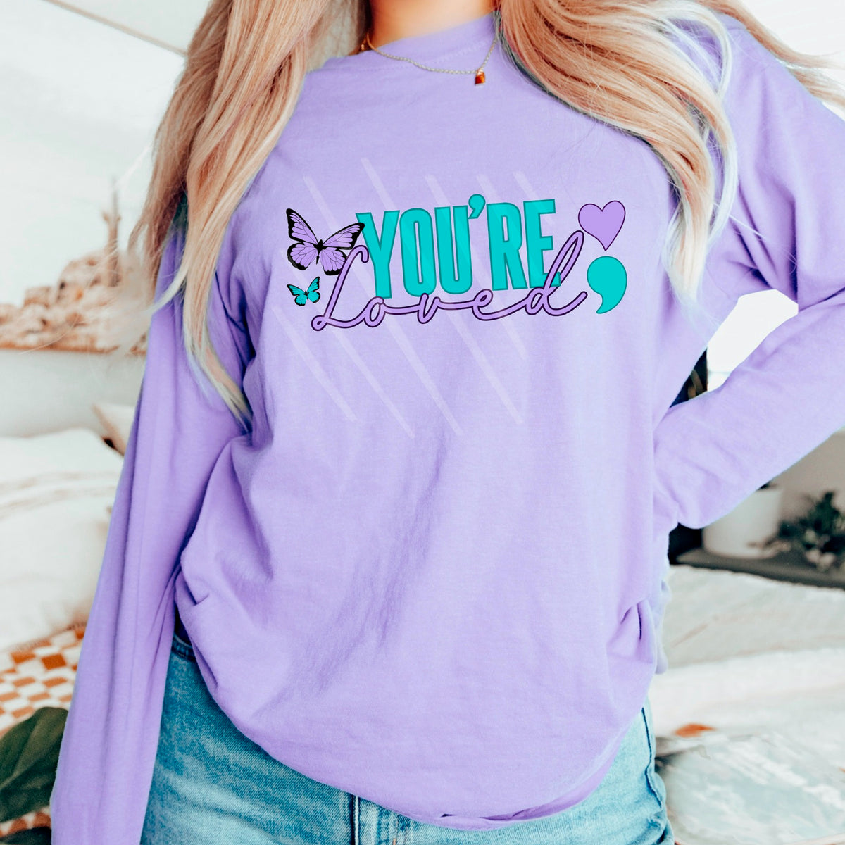 You’re loved butterfly purple and blue 113817 DTF Transfer