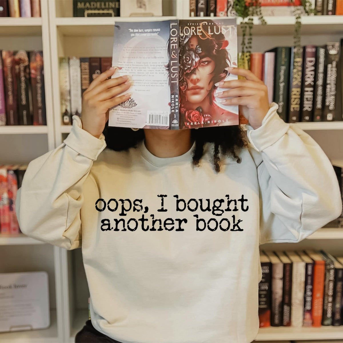 Oops I bought another book black font (abd) DTF transfer