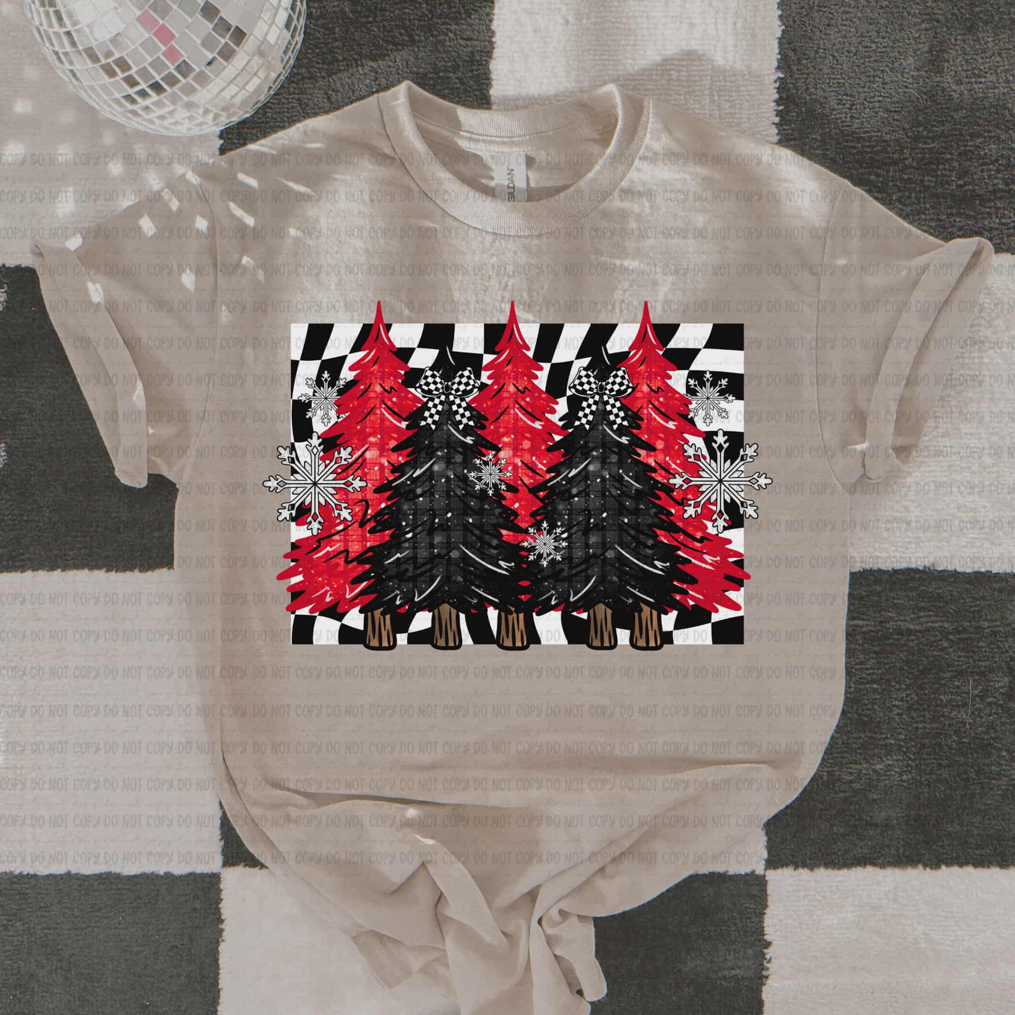 Red and Black Trees checker frame REVEL DTF Transfer – Mud & Grace ...