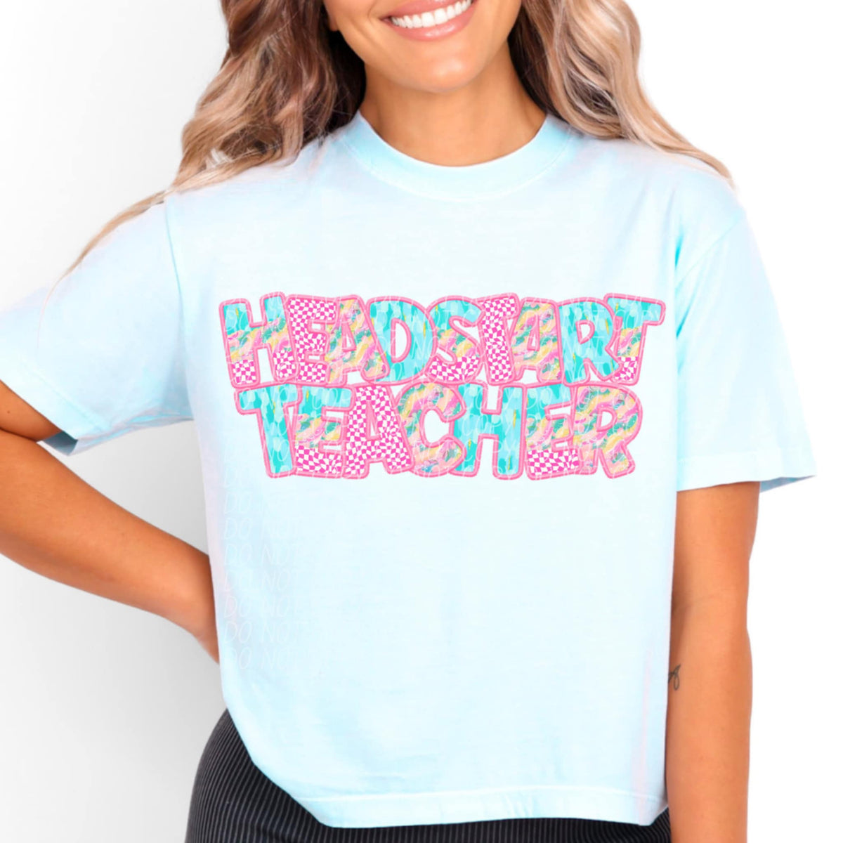 Head start teacher pink checkered (CITY) 97090 DTF transfer