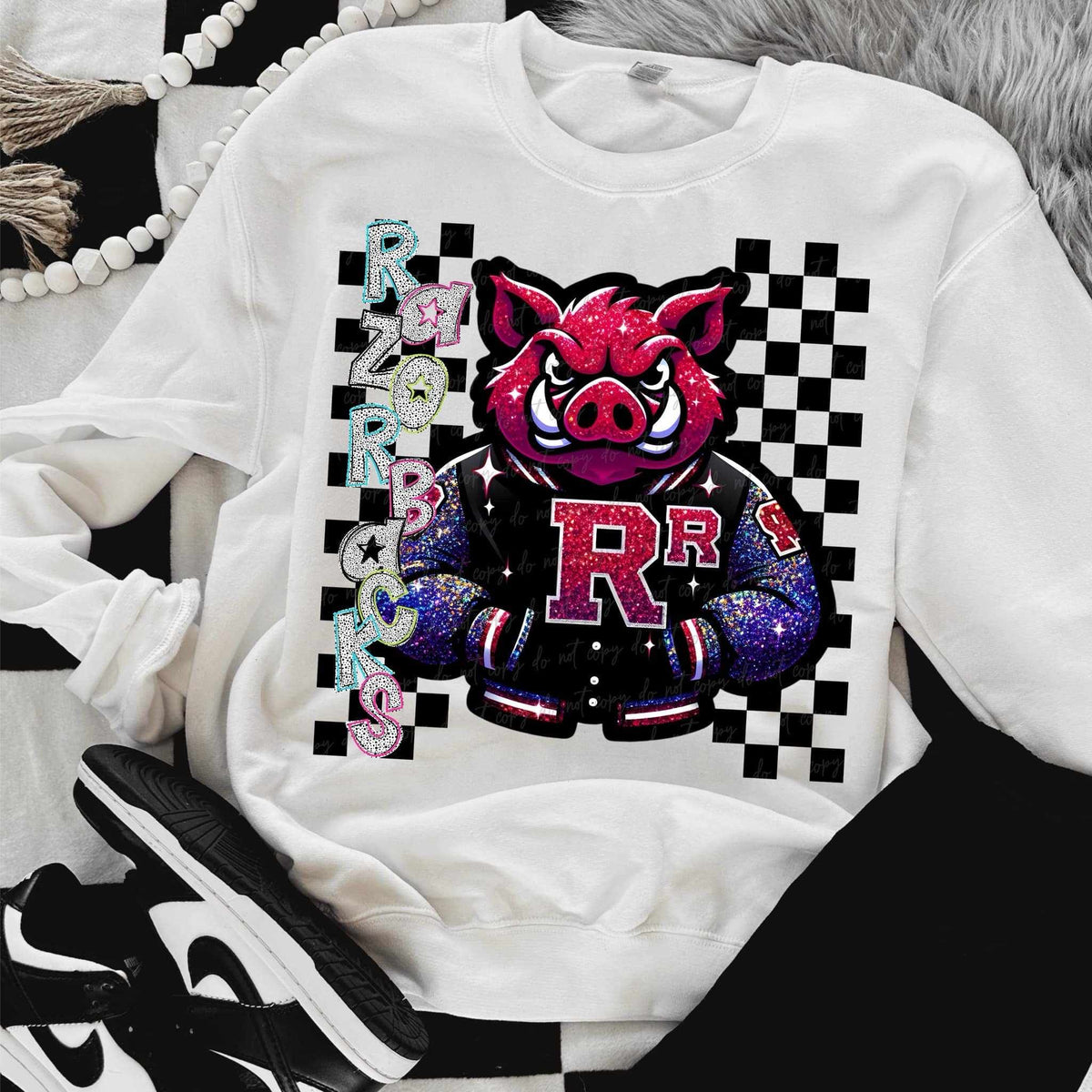 Razorbacks Dalmatian filled with mascot (VIRGO) 58052 DTF transfer