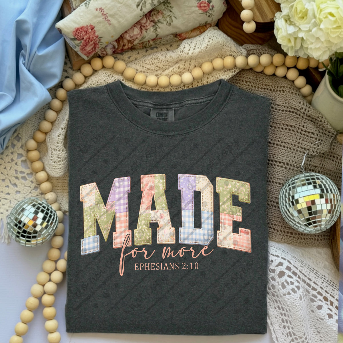 Made for more pastel patchwork (peach words) DTF Transfer