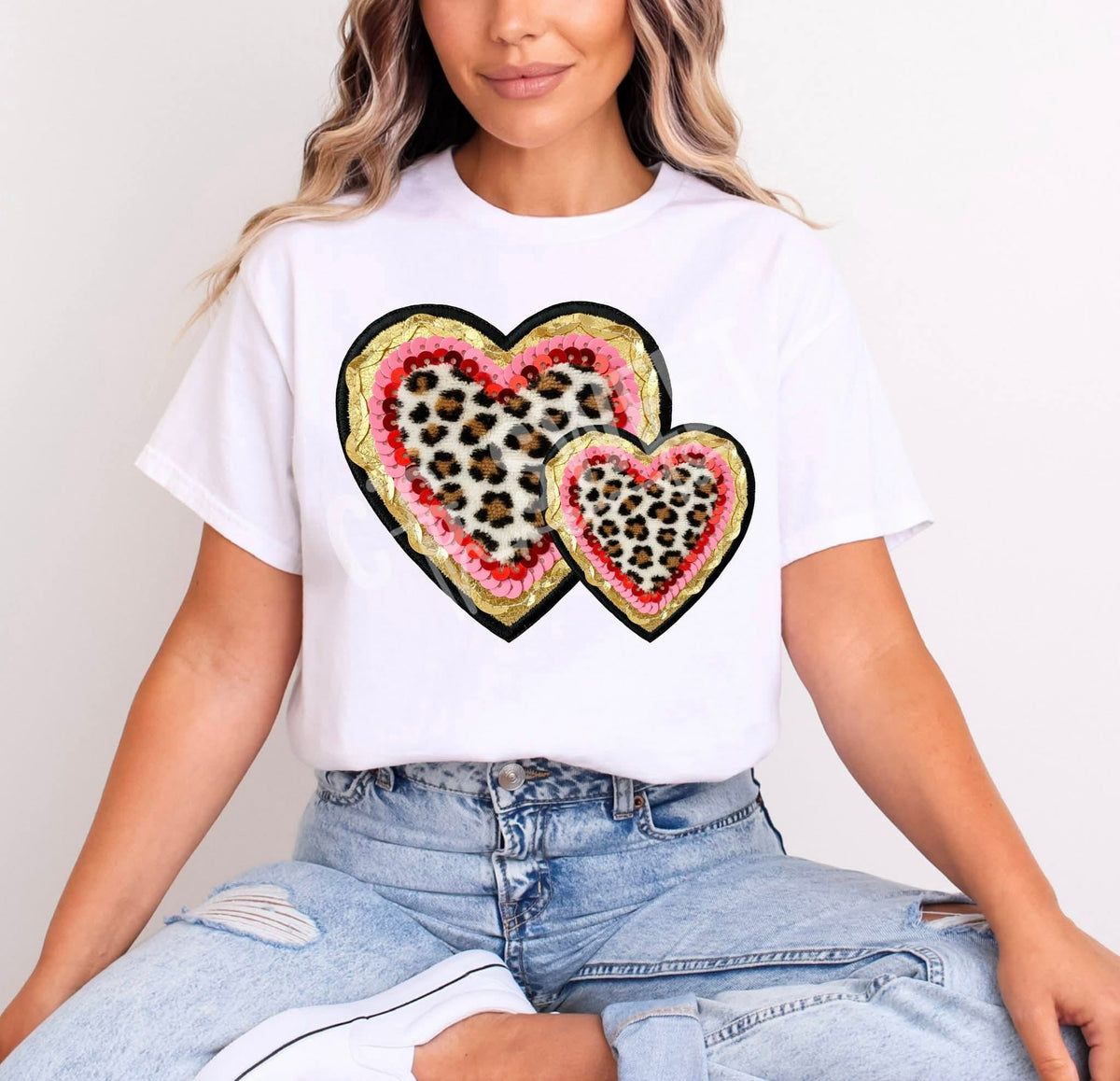 Two leopard hearts (C’s) DTF Transfer