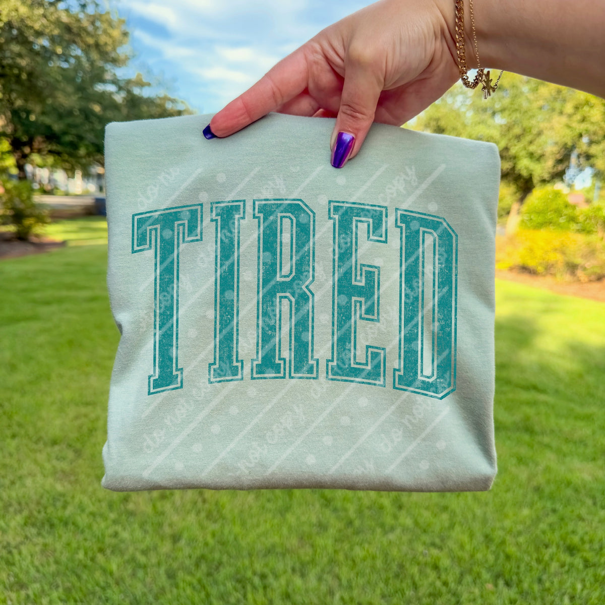 Tired blue (scarlow) DTF transfer