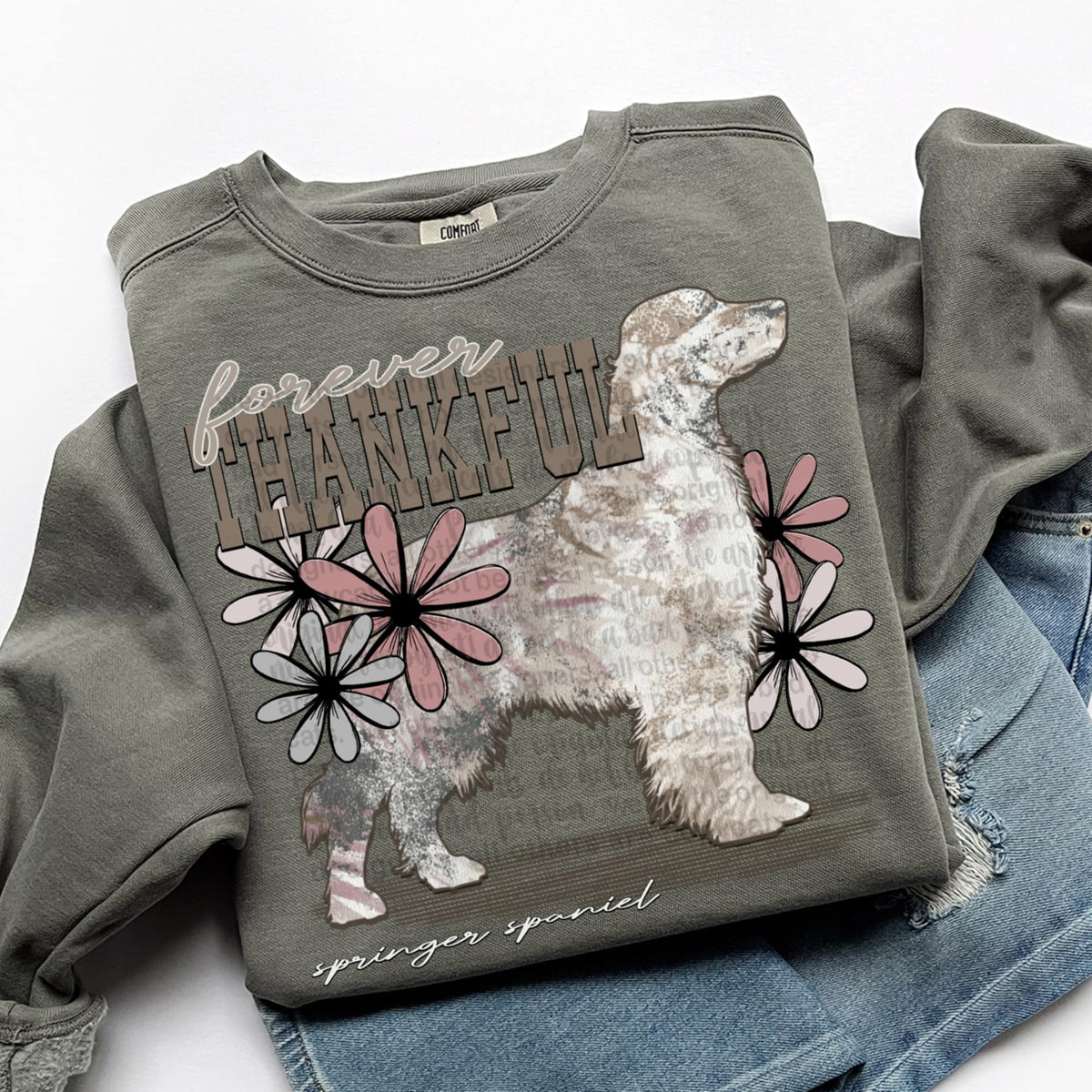 Forever Thankful springer spaniel (TTD) DTF transfer