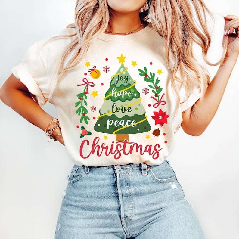 Joy hope peace love Christmas tree 62199 DTF transfer