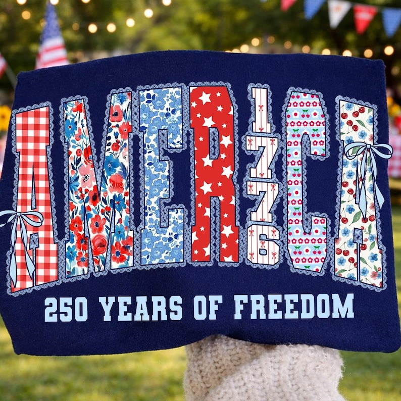 250 years of freedom varsity lace font Sunday Special DTF transfer