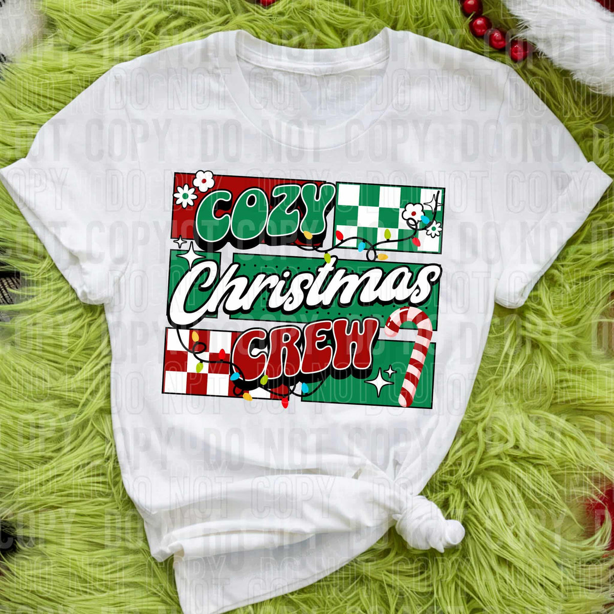 Cozy Christmas Crew checker (SBB) DTF transfer