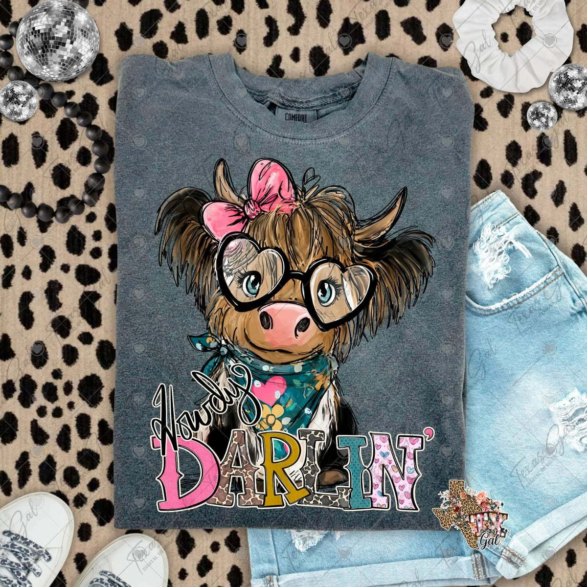 Howdy darlin cow (Texasgal) DTF Transfer