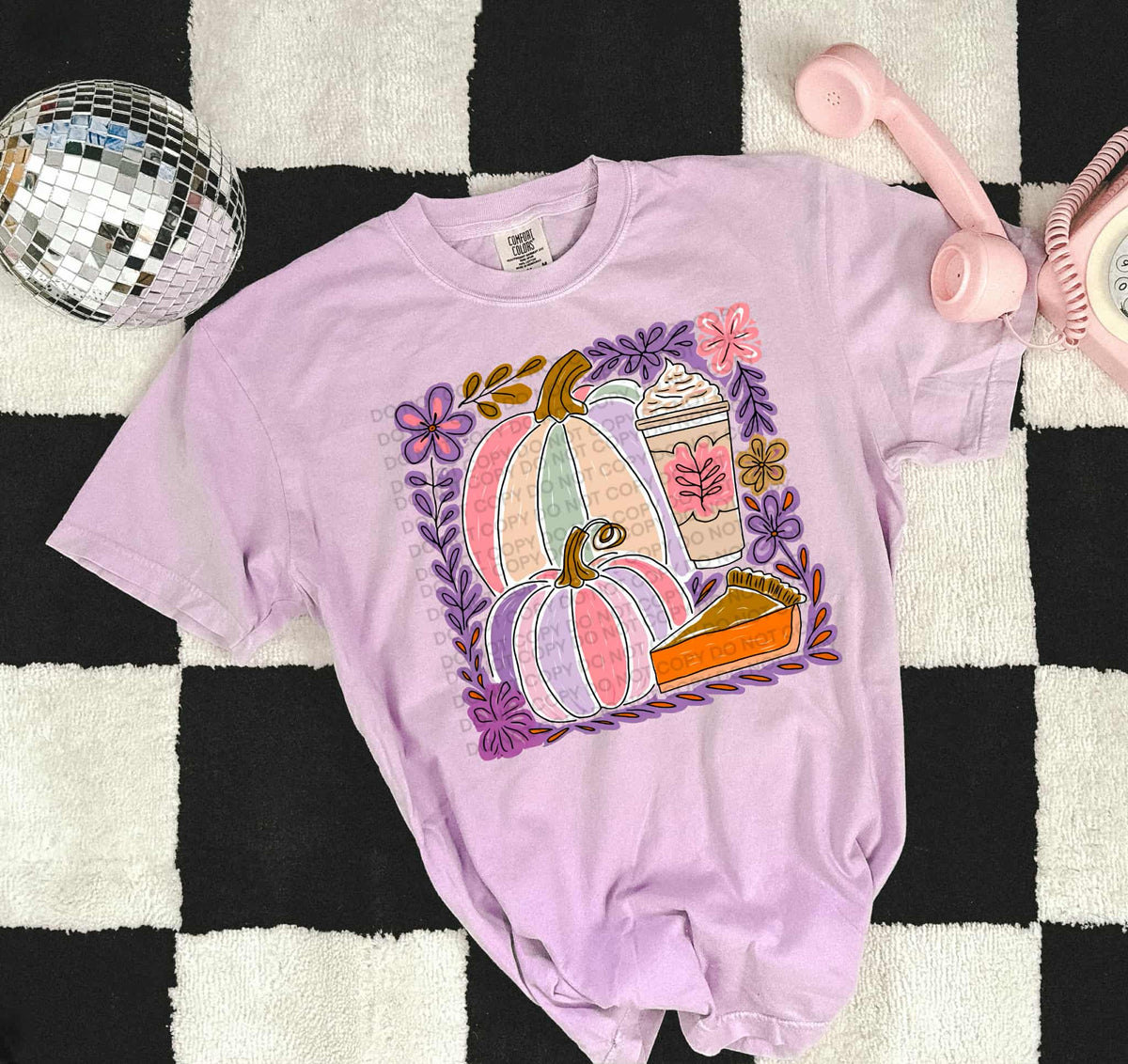 Abstract Pumpkin coffee and pie SCG DTF transfer