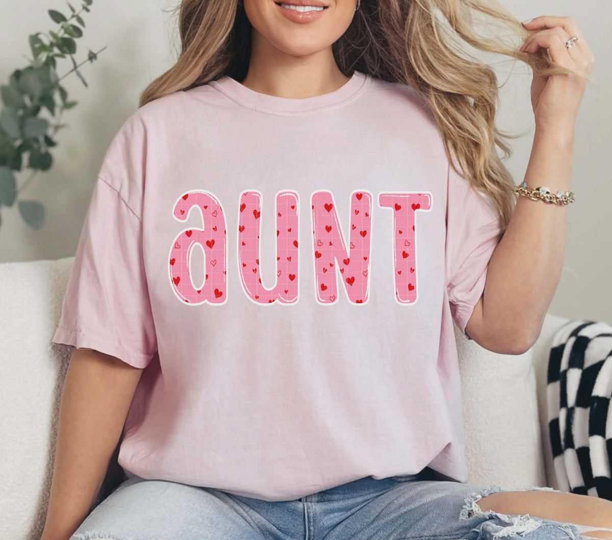 Aunt pink and red hearts (LINDA) DTF transfer