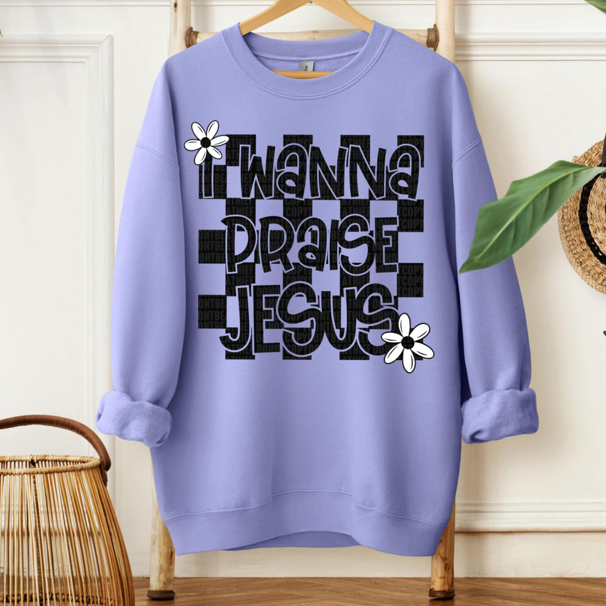 I wanna praise Jesus checkered (SDD) 107823 DTF transfer