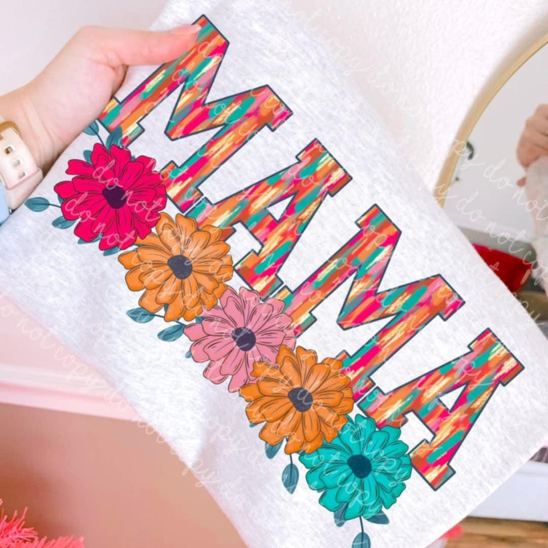 Mama brushstrokes with flowers (MMD) 97880 DTF transfer