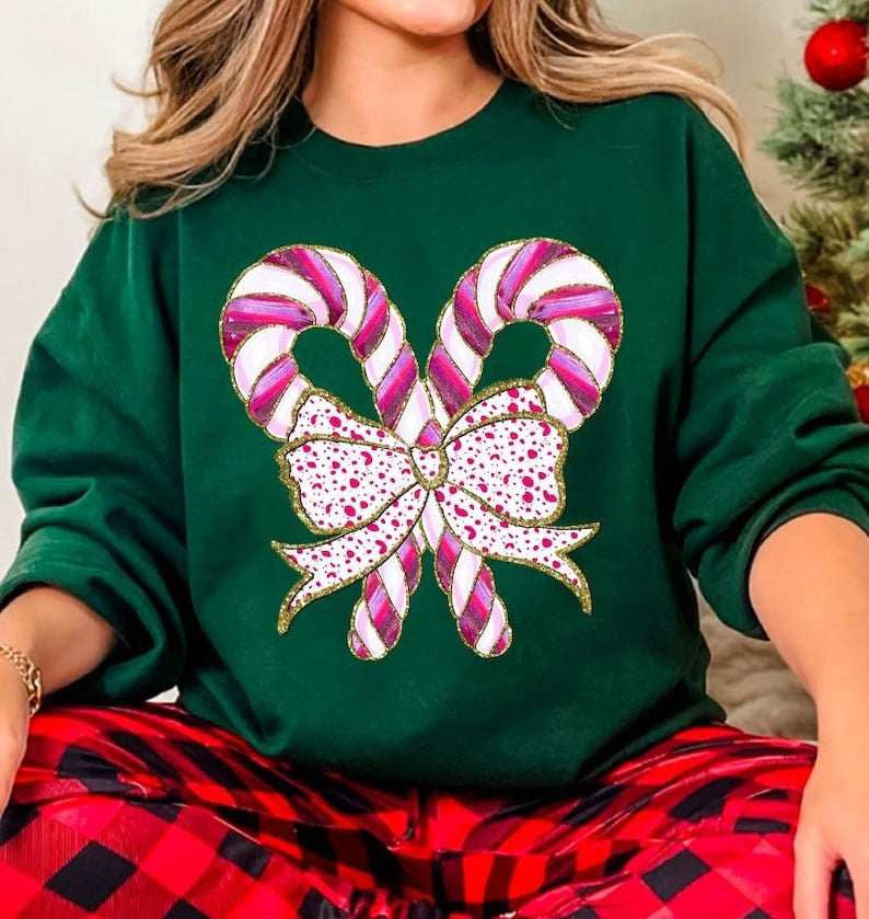 Pink candy canes with bow 64935 DTF transfer