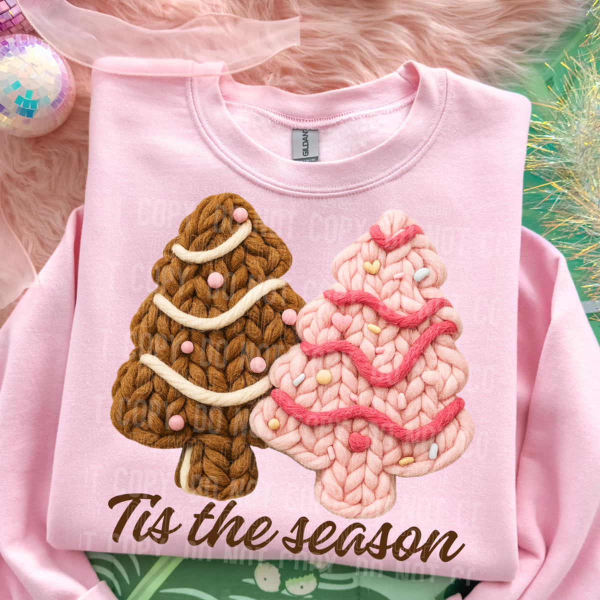 Faux Yarn ‘Tis the Season tree cakes (SBB) DTF Transfer